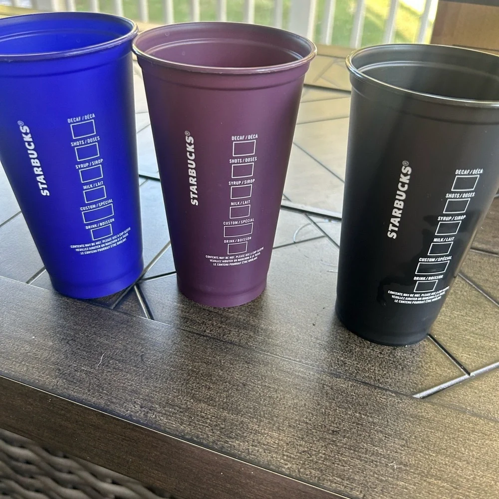 Starbucks set of collectible reusable drinking cups Halloween 2013 glow in dark